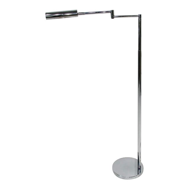 1970s Koch + Lowy Omi Chrome Swing Arm Floor Lamp Mid-Century Modern For Sale