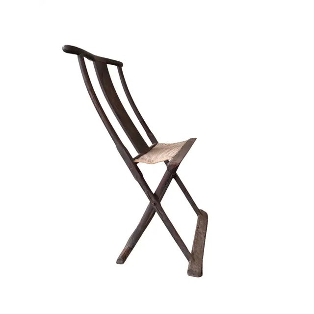 Antique Chinese Folding Chair With Woven Fabric Seat, C. 1900 For Sale - Image 6 of 6
