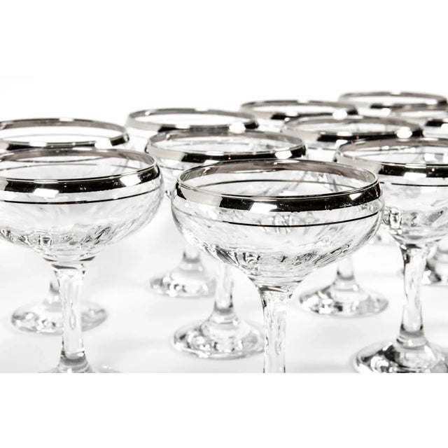 Platinum & Crystal Champagne Coupes - Set of 12 For Sale - Image 5 of 7