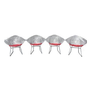 Set of 4 Knoll Harry Bertoia Diamond Chairs For Sale