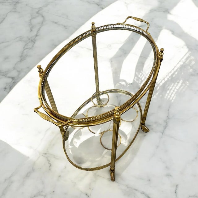Vintage French Brass Bar Cart from Maison Baguès For Sale - Image 5 of 11