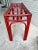 Tony Duquette Vintage Red Split Reed and Rattan Glass Top Console Entry Table - Newly Painted For Sale - Image 4 of 12