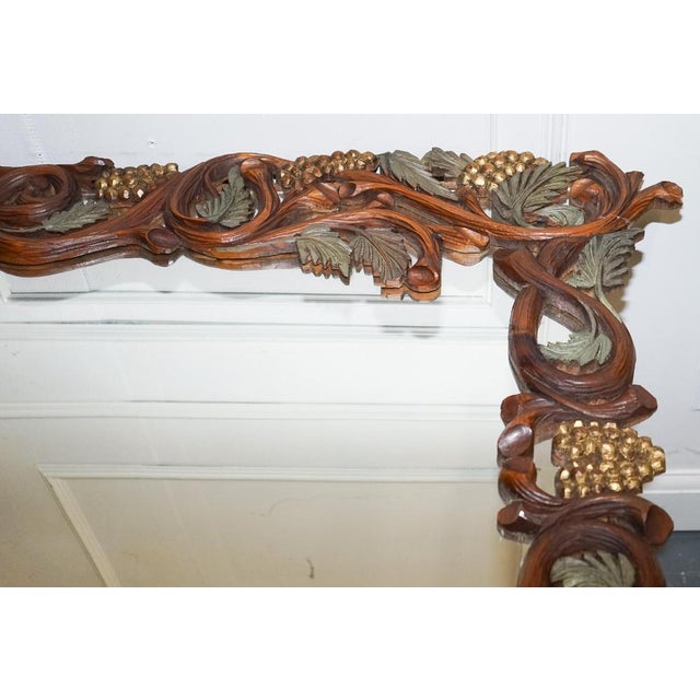 Vintage Black Forrest Heavily Carved Wooden Wall Mirror For Sale - Image 14 of 18