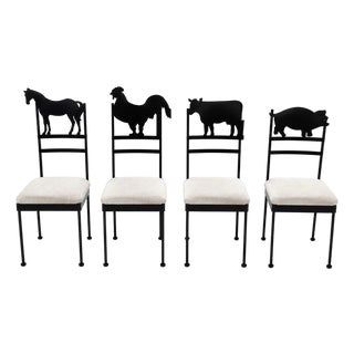 1980s Iron Farmhouse Animal Silhouette Dining Chairs, Set of 4 For Sale