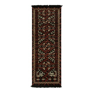 Rug & Kilim’s Tribal Style Runner in Red, Black and White Geometric Pattern For Sale