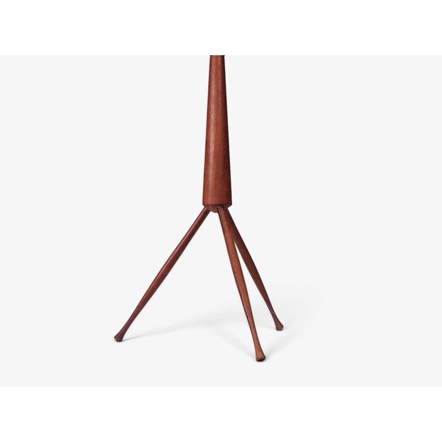 Danish Modern, Tripod Table Lamps, Teak, Fabric, Denmark, 1960s For Sale - Image 10 of 13