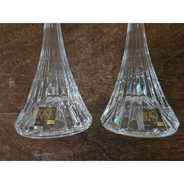Pair of Late 20th Century Mikasa Crystal Park Lane Candle Holders For Sale - Image 6 of 10