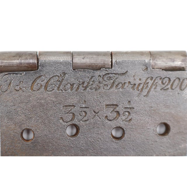 Traditional Pair of Antique 1850s 3.5 X 3.5 In. T. Clark's Cast Iron Door Hinges For Sale - Image 3 of 5