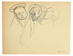 Mino Maccari, Figures, Ink Drawing, 1960s