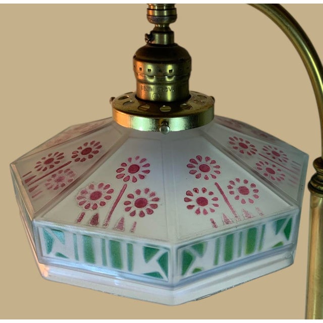 Art Deco Art Deco Lamp With Eight Sided Deco Design Shade C 1930 For Sale - Image 3 of 6