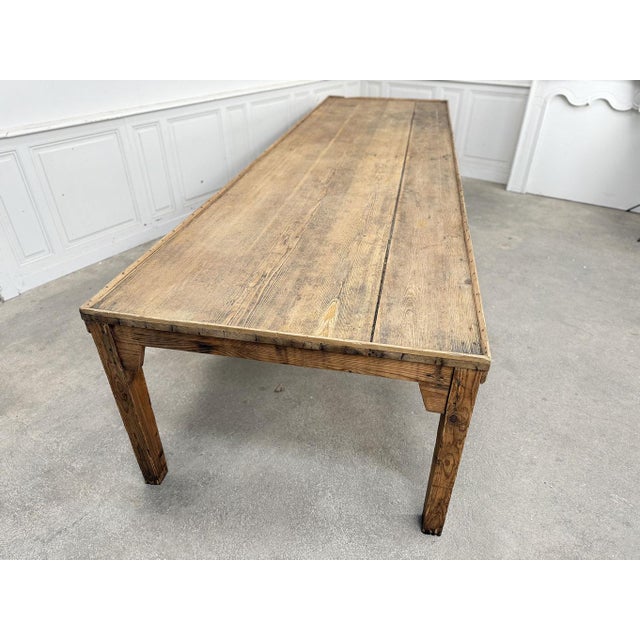 Tan Large Fir Dining or Work Table, 1920s For Sale - Image 8 of 10