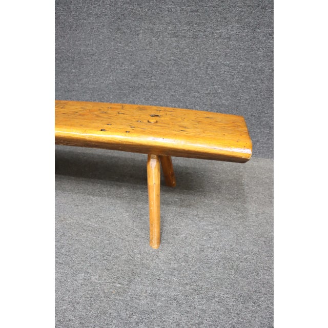 Oak Live Edge Slab Bench For Sale - Image 4 of 12