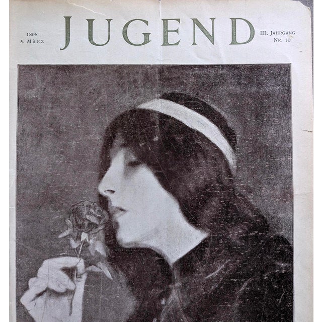 An original 1898 Jugend magazine cover (III. Jahrgang, Nr. 10), published on March 5, 1898, featuring artwork by acclaimed...
