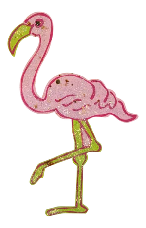 Wood Pink Flamingo Sparkles Ornament