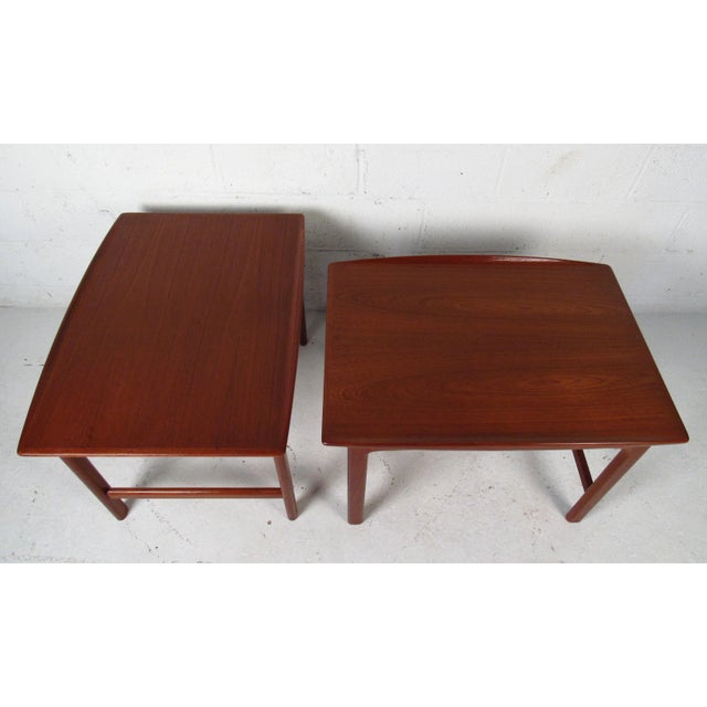Mid-Century Modern Vintage Modern Sculpted Teak End Tables - a Pair For Sale - Image 3 of 11