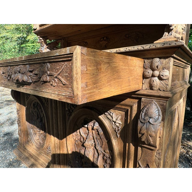 French Carved Oak Hunting Cupboard, 1860 For Sale - Image 15 of 18