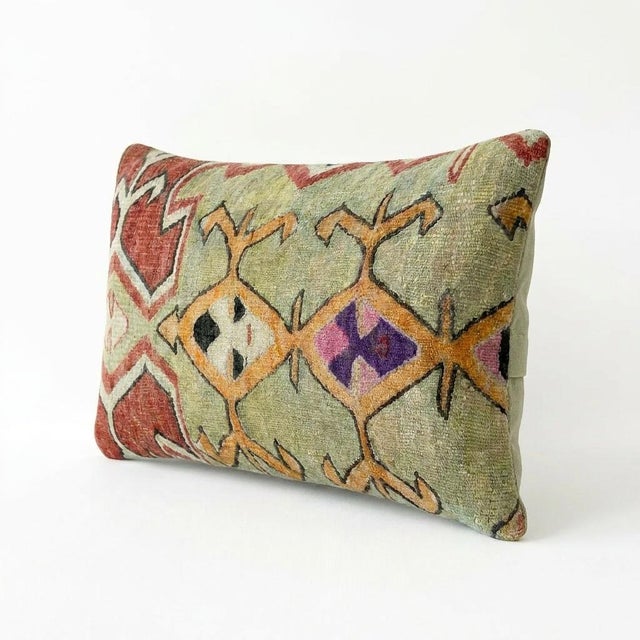 Mid-Century Modern Bohemian Kilim Lumbar Pillow Cover 16'' X 24'' For Sale - Image 3 of 4