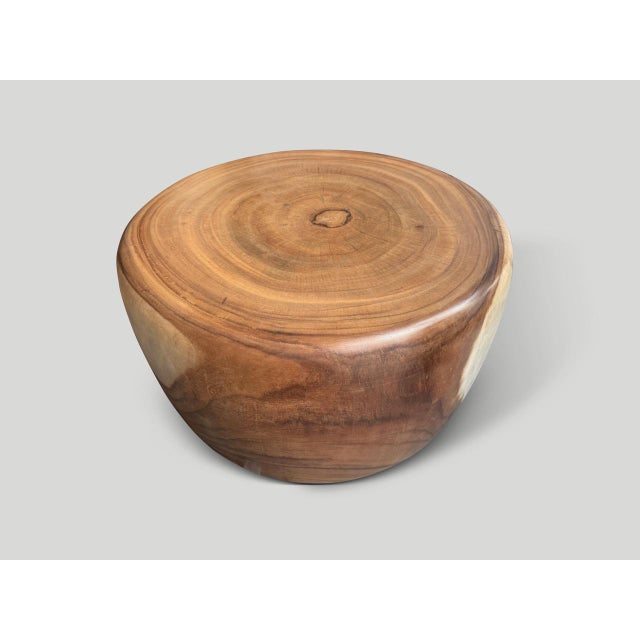 Andrianna Shamaris Drum Shape Suar Wood Coffee Table For Sale In New York - Image 6 of 18