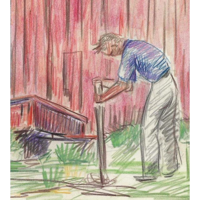 Grace Spongberg (American, 1906-1992) oil pastel on paper, estate stamp on reverse. This is probably rural Illinois or...