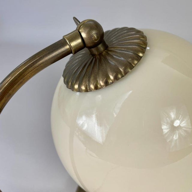 1930s Art Deco Brass and Opaline Glass Table Lamp, Germany, 1930s For Sale - Image 5 of 15
