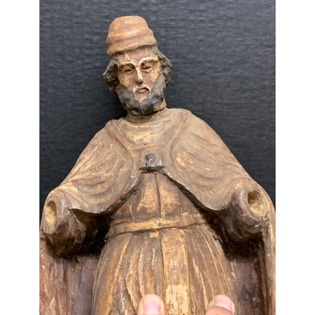 Wood 19th Century Carved Wood Religious Sculpture of Saint Augustine For Sale - Image 7 of 9