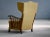 Mustard Danish Modern 1950s Highback Lounge Wing Chair With Wooden Armrests For Sale - Image 8 of 8
