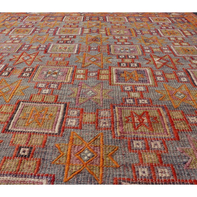 Vintage Turkish Kilim Rug With Intricate Geometric Motifs and Vibrant Hues 6'0 X 8'4 For Sale - Image 4 of 10