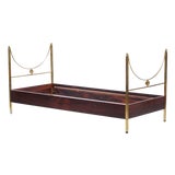 Single Bed in Brass and Rosewood in the style of Carlo De Carli, 1960s For Sale