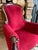 Vintage Red Velvet Children / Dog Grandfathers Chair For Sale - Image 4 of 11