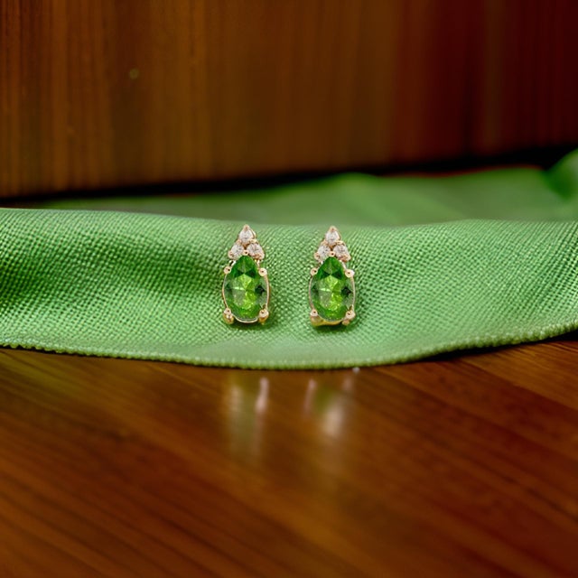 Metal Natural Tourmaline Diamond Earrings 14k Gold 1.87 TCW Certified For Sale - Image 7 of 11