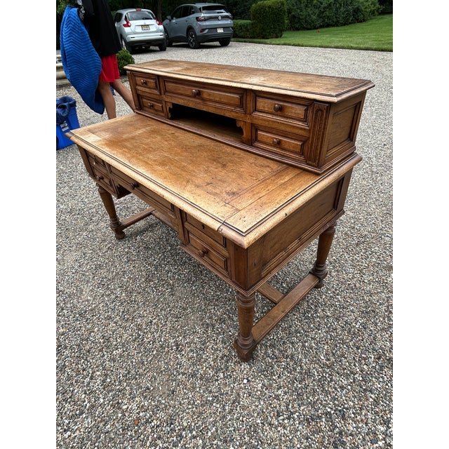 French Oak Antique Writing Desk For Sale - Image 12 of 18