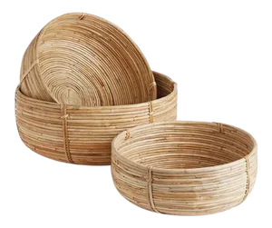 Cane Rattan Low Baskets from Kenneth Ludwig Chicago - Set of 3