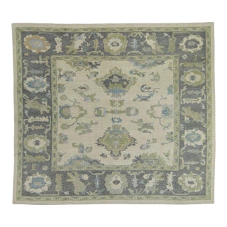 Turkish Oushak Square Rug 8'8" x 7'9" #18126 For Sale