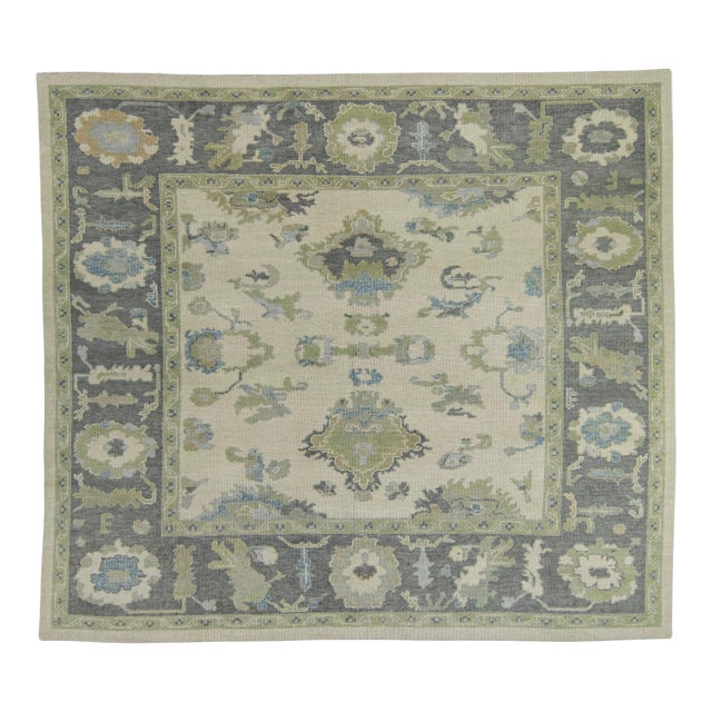 Turkish Oushak Square Rug 8'8" x 7'9" #18126 For Sale