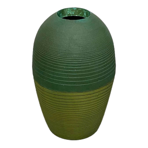 1980s Two-Toned Green Corrugated Cardboard Vase, by Flute Chicago
