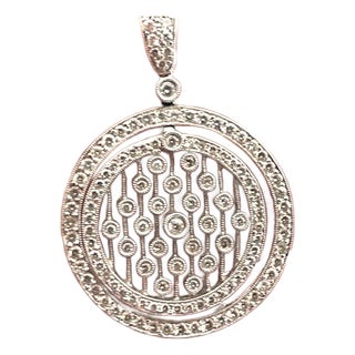 Diamond Circle Pendant Necklace 18k For Sale
