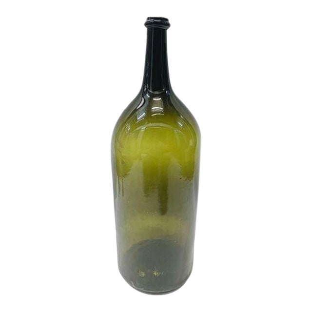 Antique Tall Green Glass Bottle For Sale
