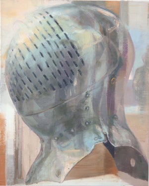 I Will Meet You Under the Sea by Elena Burykina | Oil on panel Painting of a reflective helmet