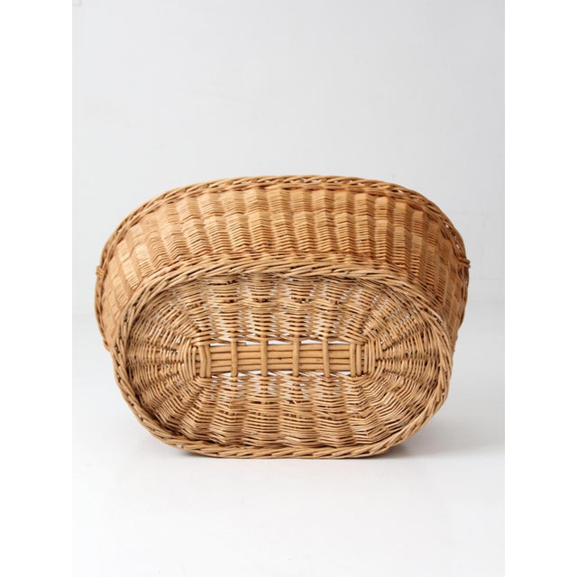 Antique Wicker Laundry Basket With Handles For Sale - Image 11 of 12
