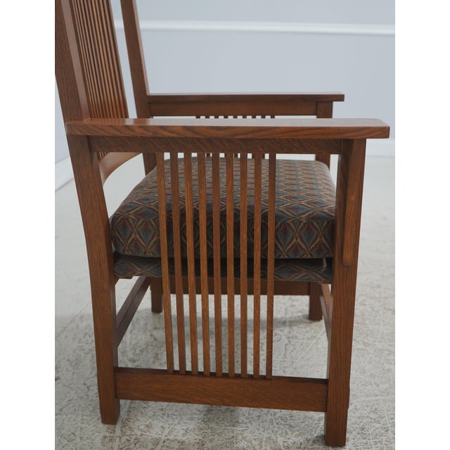 Wood Set of 6 Stickley Arts & Crafts Mission Oak Dining Chairs For Sale - Image 7 of 18