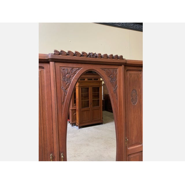 Antique Art Nouveau Wardrobe with Linen Compartments, 1910 For Sale - Image 6 of 11