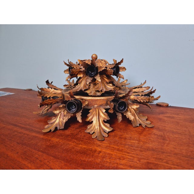 Large Gold Metal Ceiling Light from Banci Firenze, Italy, 1960s For Sale - Image 12 of 16