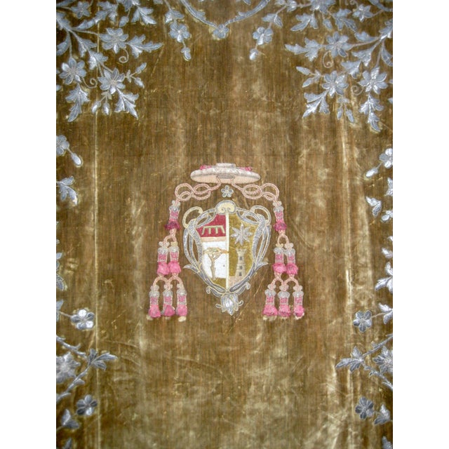 Tapestry Coat of Arm With Silver Embroidery Late 1700 Hundreds For Sale - Image 4 of 12