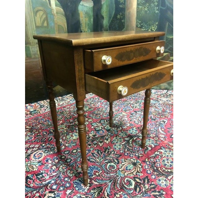Hitchcock Hitchcock Stand, Maple Hitchcock Stand With Stenciling, Nightstand For Sale - Image 4 of 7