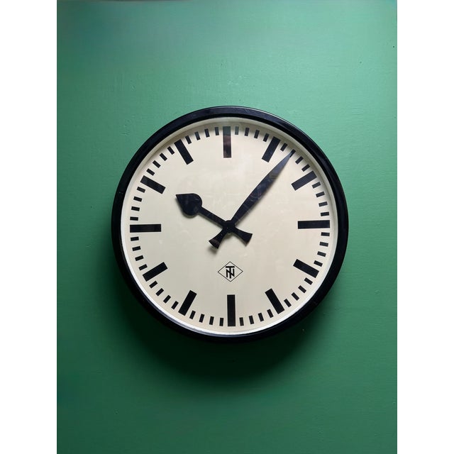 Large Bakelite Factory Clock from TN Tele Norma, West Germany, 1940s For Sale - Image 9 of 9