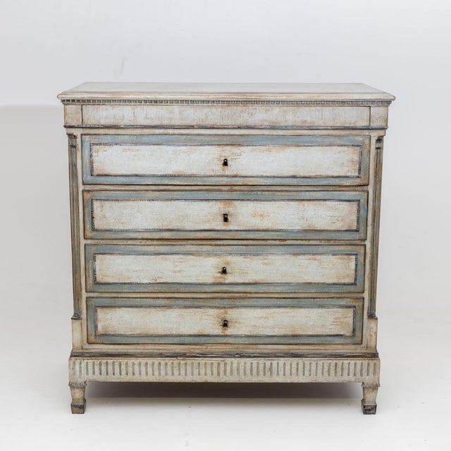 Wood Neoclassical Tall Chest of Drawers, Scandinavia, Early 19th Century For Sale - Image 7 of 7