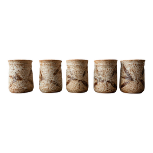 1970s Brutalist Studio Pottery Shino Glaze Vessels - Set of 5