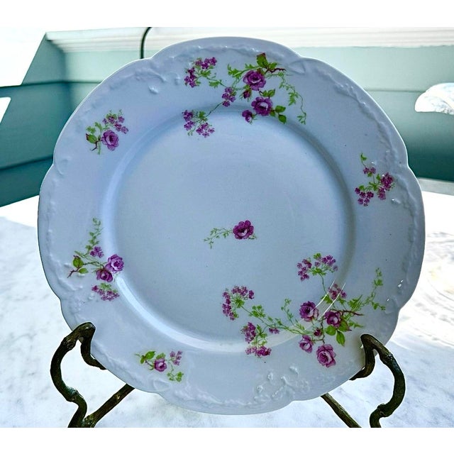 Antique French Limoges Floral Dinner Plates - Set of 4 For Sale In New York - Image 6 of 11