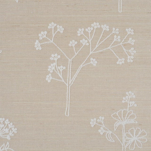 Traditional Schumacher Lisbeth Embroidered Sisal Wallcovering In Pearl For Sale - Image 3 of 6