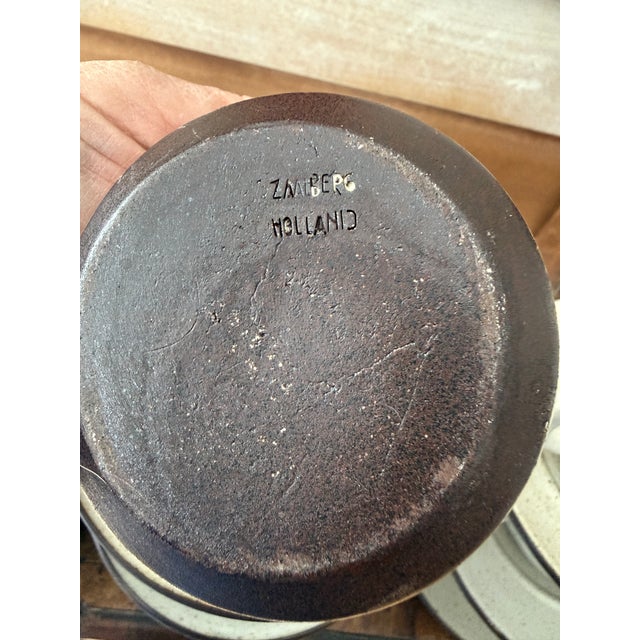 1960s Zaalberg Holland Speckled Stoneware Cups and Saucers - Set of Nine (9) For Sale - Image 12 of 12